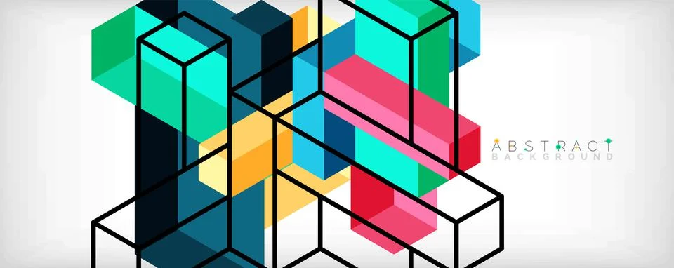 Abstract background. 3d cubes, cubic elements and blocks. Techno or business Illustrazione stock