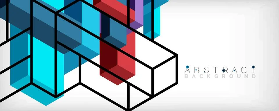 Abstract background. 3d cubes, cubic elements and blocks. Techno or business 库存插图