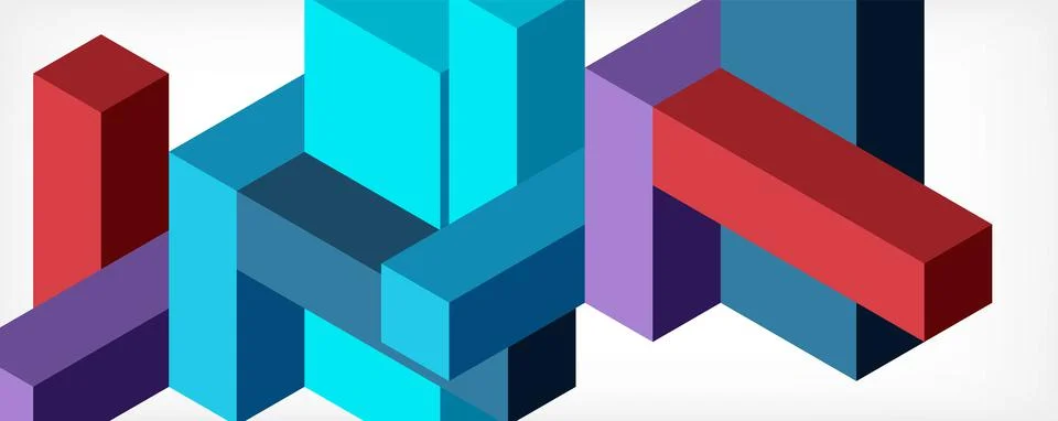 Abstract background. 3d cubes, cubic elements and blocks. Techno or business 스톡 일러스트