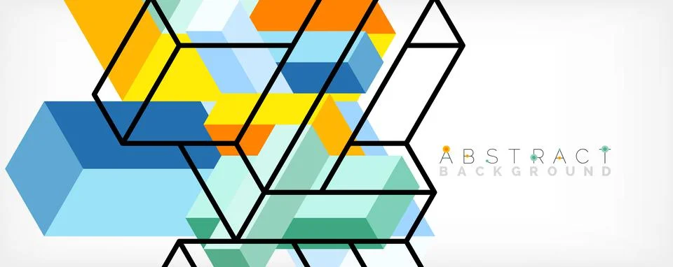 Abstract background. 3d cubes, cubic elements and blocks. Techno or business Stock Illustration