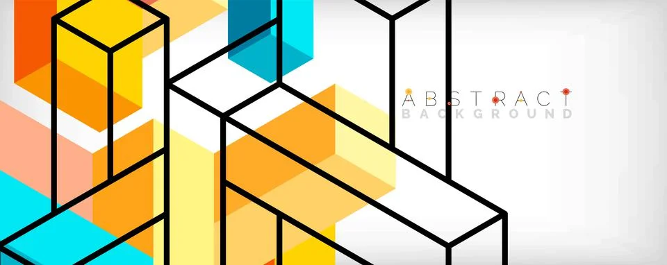 Abstract background. 3d cubes, cubic elements and blocks. Techno or business Stock Illustration