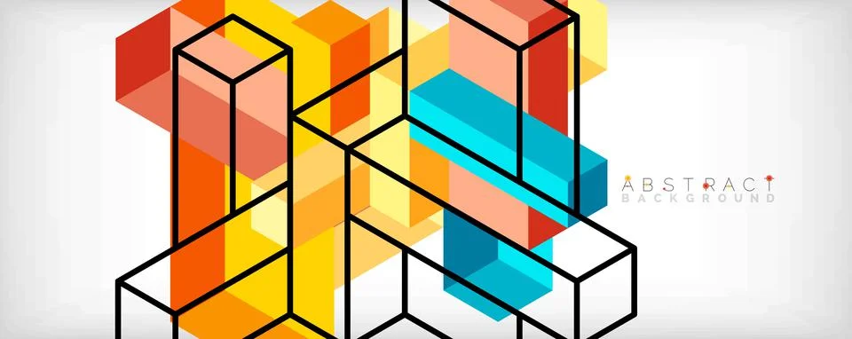 Abstract background. 3d cubes, cubic elements and blocks. Techno or business Stock Illustration