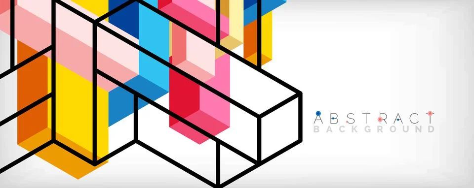 Abstract background. 3d cubes, cubic elements and blocks. Techno or business 스톡 일러스트