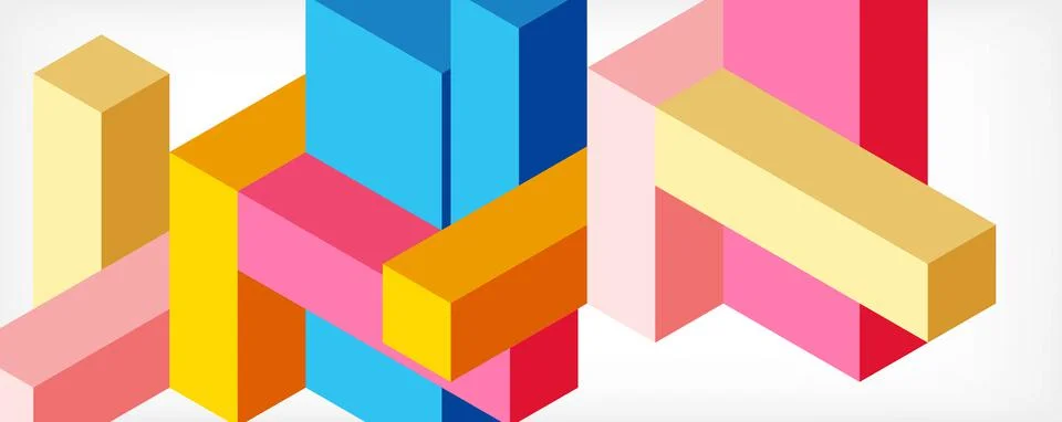 Abstract background. 3d cubes, cubic elements and blocks. Techno or business 스톡 일러스트