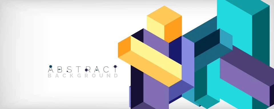 Abstract background. 3d cubes, cubic elements and blocks. Techno or business 스톡 일러스트