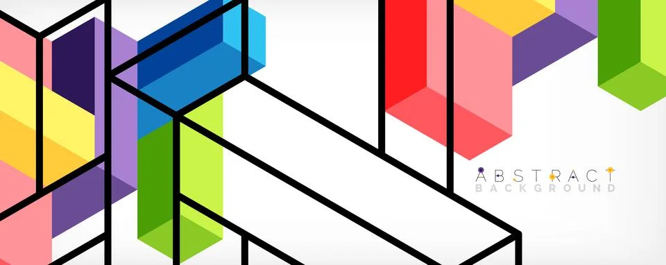 Abstract background. 3d cubes, cubic elements and blocks. Techno or business Stock Illustration