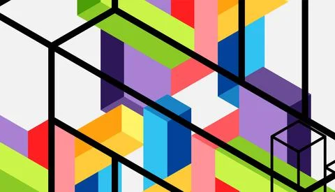 Abstract background. 3d cubes, cubic elements and blocks. Techno or business 스톡 일러스트