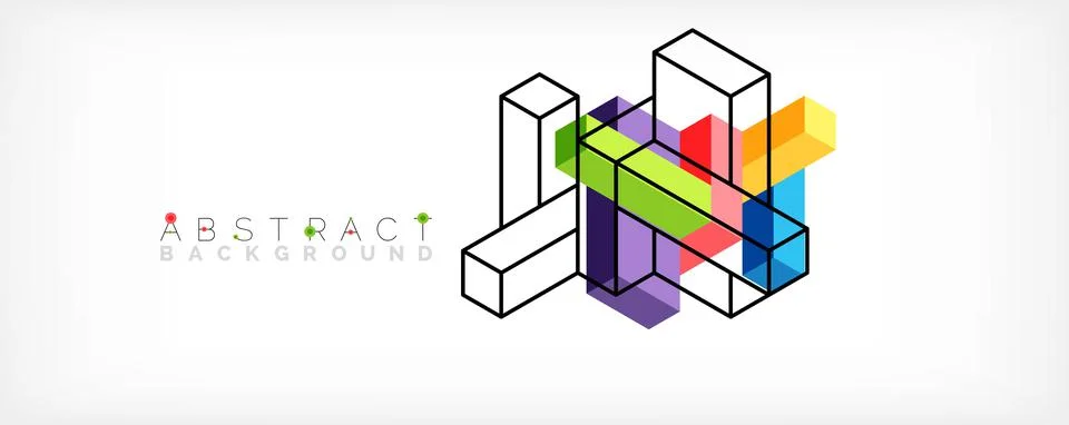 Abstract background. 3d cubes, cubic elements and blocks. Techno or business Illustrazione stock