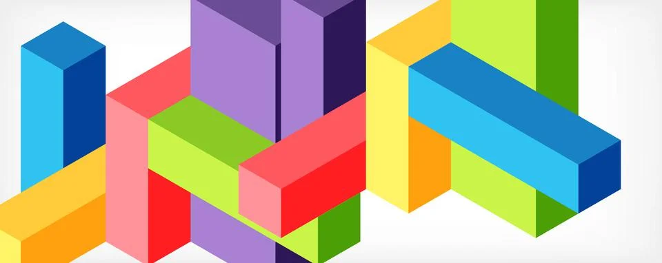 Abstract background. 3d cubes, cubic elements and blocks. Techno or business 스톡 일러스트