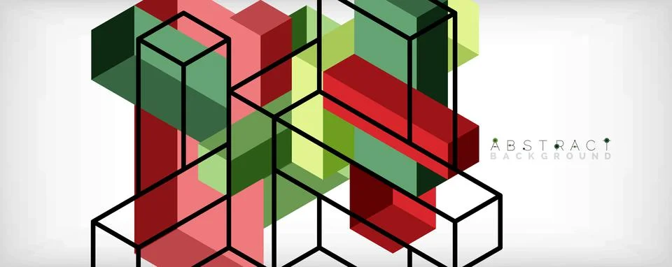 Abstract background. 3d cubes, cubic elements and blocks. Techno or business Illustrazione stock