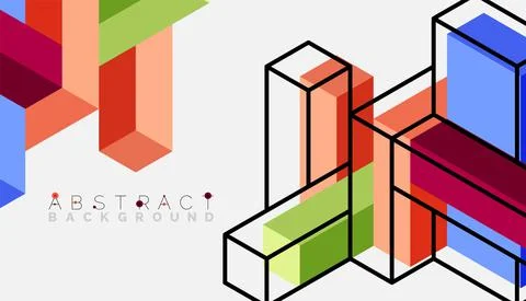 Abstract background. 3d cubes, cubic elements and blocks. Techno or business 스톡 일러스트