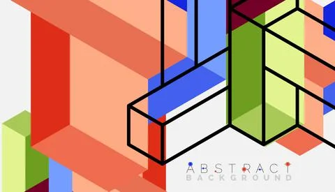 Abstract background. 3d cubes, cubic elements and blocks. Techno or business Illustrazione stock