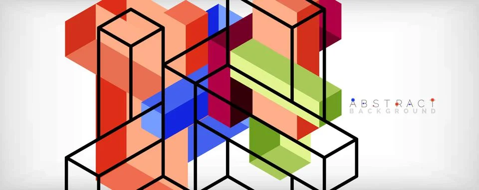 Abstract background. 3d cubes, cubic elements and blocks. Techno or business Stockillustratie