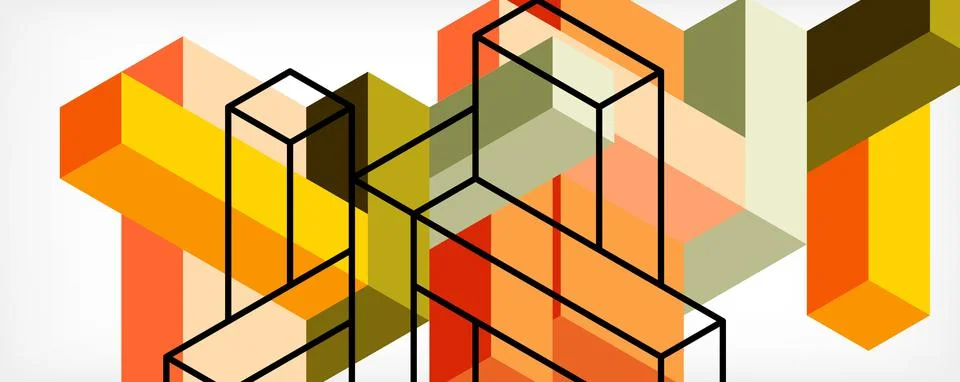 Abstract background. 3d cubes, cubic elements and blocks. Techno or business Stockillustratie