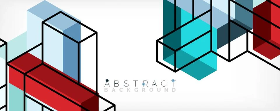 Abstract background. 3d cubes, cubic elements and blocks. Techno or business Illustrazione stock