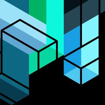 Abstract background. 3d cubes, cubic elements and blocks. Techno or business Illustrazione stock