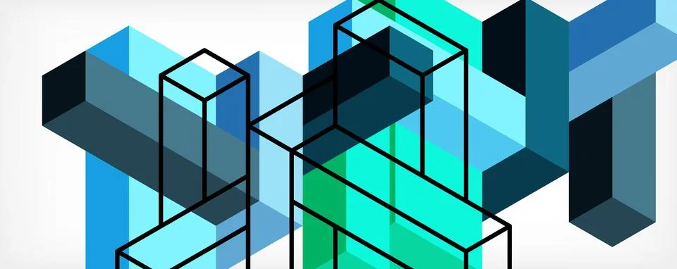 Abstract background. 3d cubes, cubic elements and blocks. Techno or business Illustrazione stock