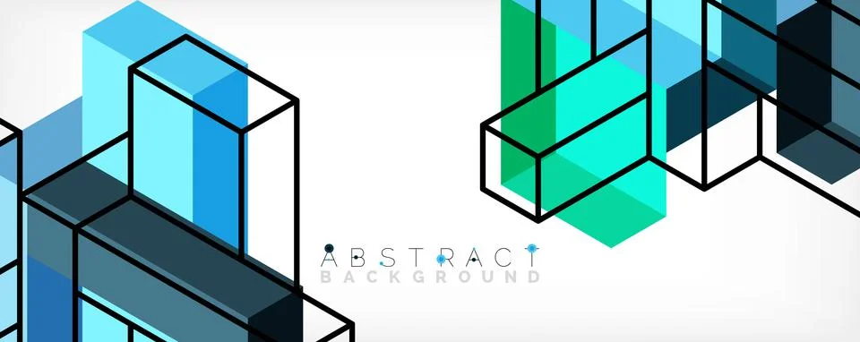 Abstract background. 3d cubes, cubic elements and blocks. Techno or business Illustrazione stock
