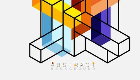 Abstract background. 3d cubes, cubic elements and blocks. Techno or business 스톡 일러스트
