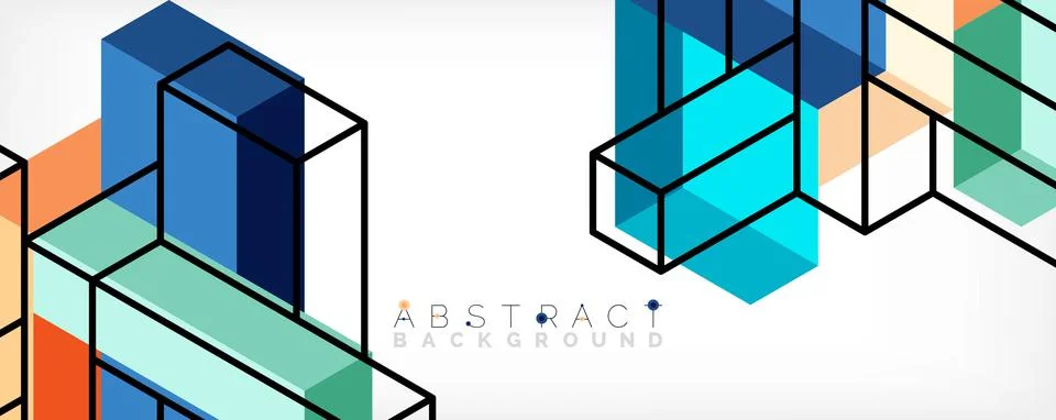 Abstract background. 3d cubes, cubic elements and blocks. Techno or business Stock Illustration