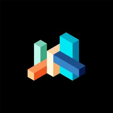 Abstract background. 3d cubes, cubic elements and blocks. Techno or business 스톡 일러스트