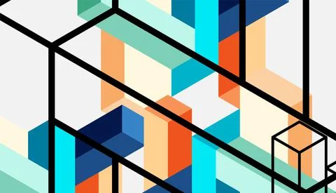Abstract background. 3d cubes, cubic elements and blocks. Techno or business 库存插图