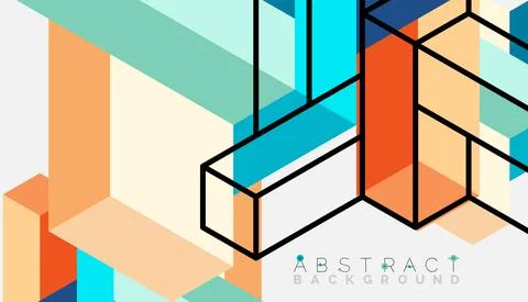 Abstract background. 3d cubes, cubic elements and blocks. Techno or business Illustrazione stock