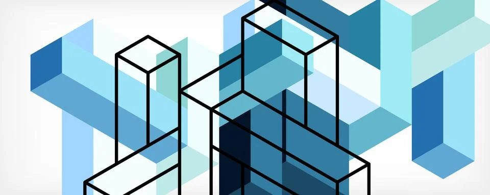 Abstract background. 3d cubes, cubic elements and blocks. Techno or business Illustrazione stock