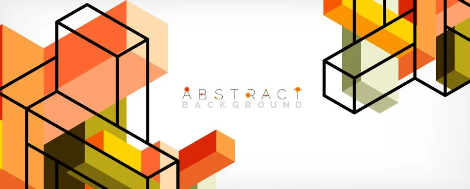 Abstract background. 3d cubes, cubic elements and blocks. Techno or business 스톡 일러스트
