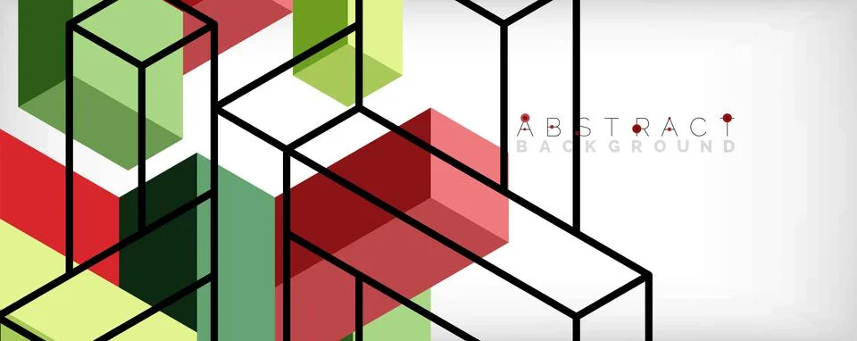 Abstract background. 3d cubes, cubic elements and blocks. Techno or business Stock Illustration
