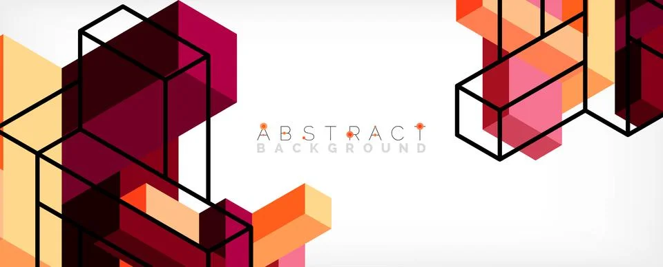 Abstract background. 3d cubes, cubic elements and blocks. Techno or business Stock Illustration