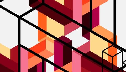 Abstract background. 3d cubes, cubic elements and blocks. Techno or business Stock Illustration