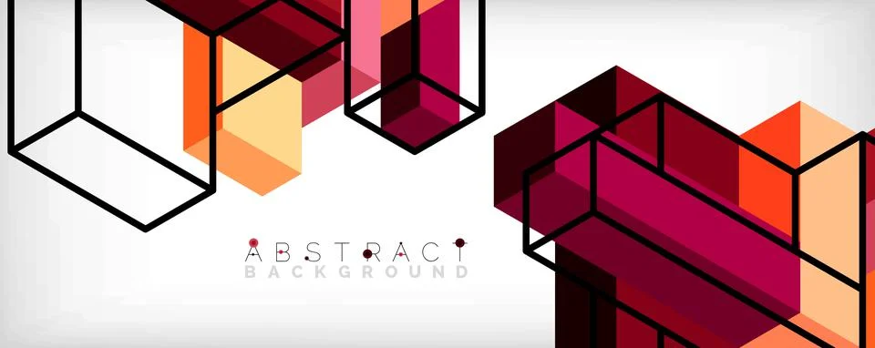 Abstract background. 3d cubes, cubic elements and blocks. Techno or business 스톡 일러스트