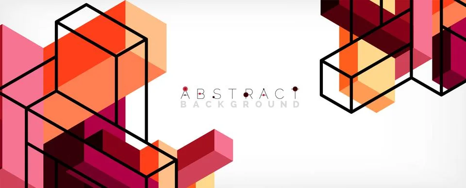 Abstract background. 3d cubes, cubic elements and blocks. Techno or business Illustrazione stock