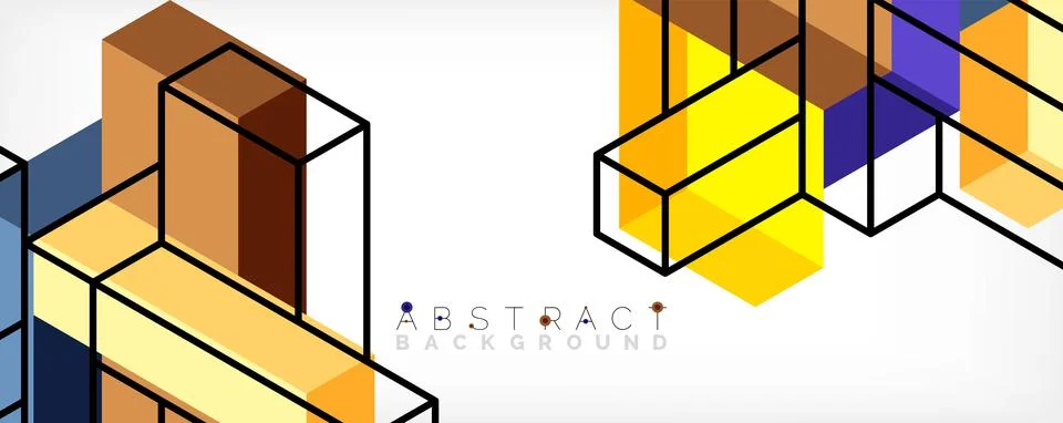 Abstract background. 3d cubes, cubic elements and blocks. Techno or business Stock Illustration