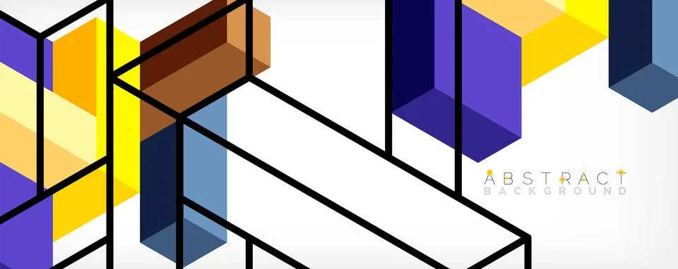 Abstract background. 3d cubes, cubic elements and blocks. Techno or business Illustrazione stock