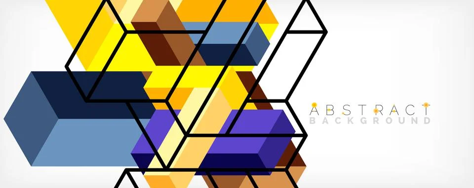 Abstract background. 3d cubes, cubic elements and blocks. Techno or business 库存插图