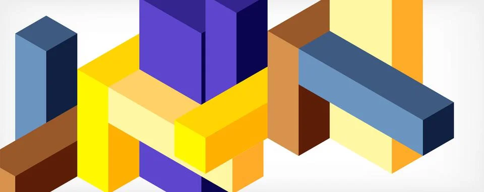 Abstract background. 3d cubes, cubic elements and blocks. Techno or business Illustrazione stock