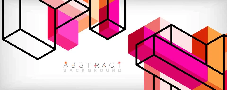 Abstract background. 3d cubes, cubic elements and blocks. Techno or business 스톡 일러스트