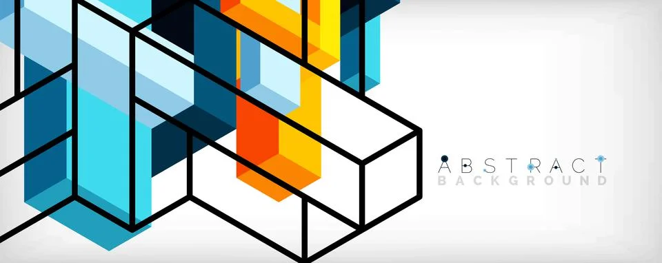 Abstract background. 3d cubes, cubic elements and blocks. Techno or business 스톡 일러스트