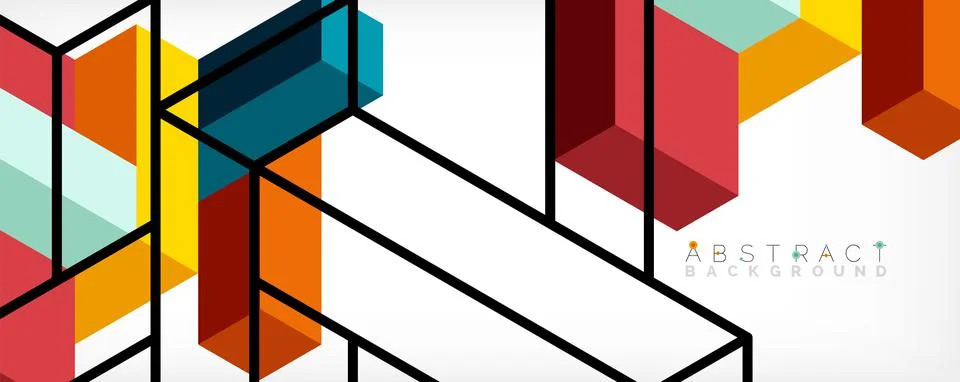 Abstract background. 3d cubes, cubic elements and blocks. Techno or business 库存插图