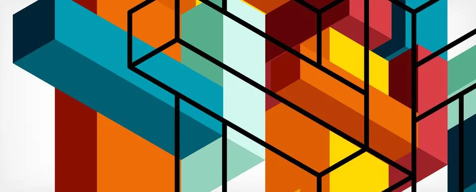 Abstract background. 3d cubes, cubic elements and blocks. Techno or business Illustrazione stock