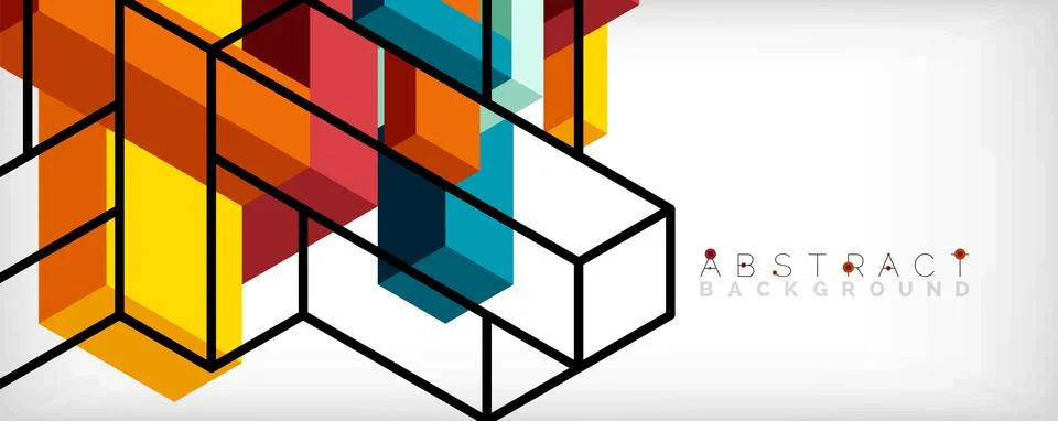 Abstract background. 3d cubes, cubic elements and blocks. Techno or business Illustrazione stock