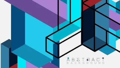 Abstract background. 3d cubes, cubic elements and blocks. Techno or business Illustrazione stock