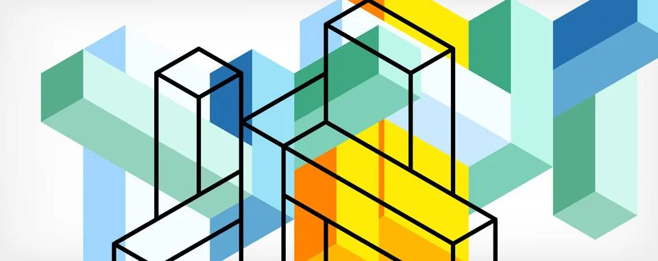 Abstract background. 3d cubes, cubic elements and blocks. Techno or business Illustrazione stock