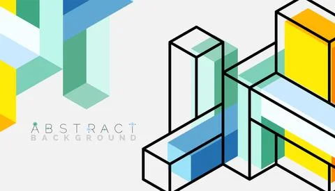 Abstract background. 3d cubes, cubic elements and blocks. Techno or business 스톡 일러스트