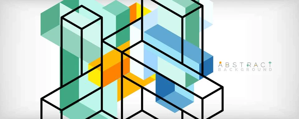 Abstract background. 3d cubes, cubic elements and blocks. Techno or business Stockillustratie