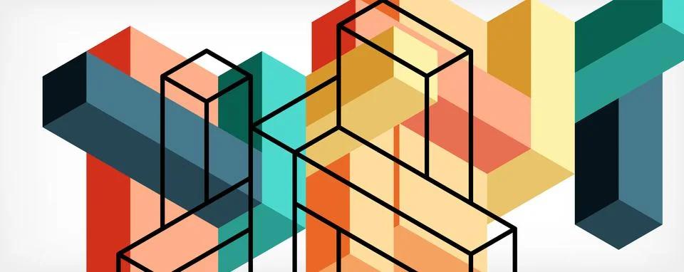 Abstract background. 3d cubes, cubic elements and blocks. Techno or business イラスト素材