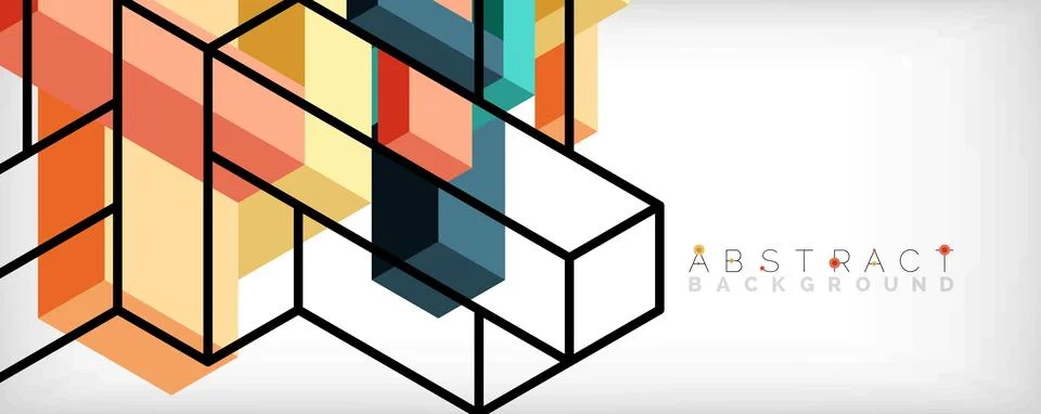 Abstract background. 3d cubes, cubic elements and blocks. Techno or business Illustrazione stock