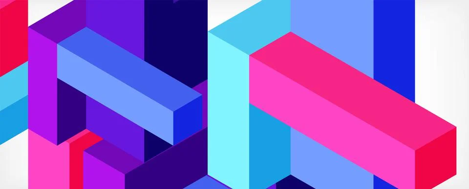 Abstract background. 3d cubes, cubic elements and blocks. Techno or business Illustrazione stock